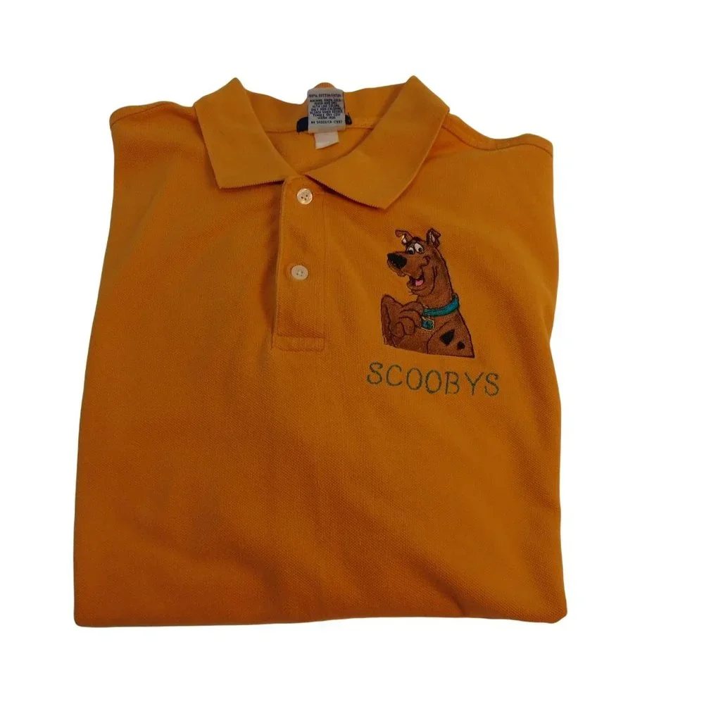 Old Navy Large Regular Fit Scooby Doo Embroidered Polo Shirt Orange - Picture 4 of 6